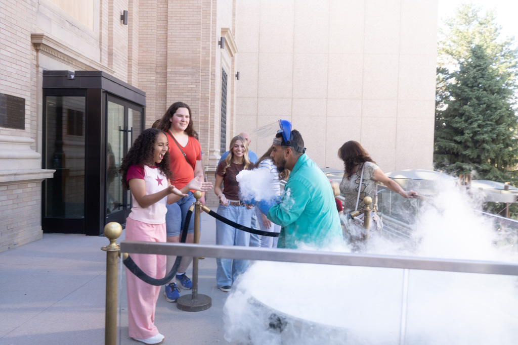 Guests enjoying experiment on Plaza