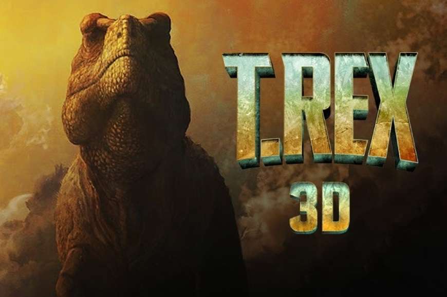 "T.REX 3D" in text next to a T.rex figure 