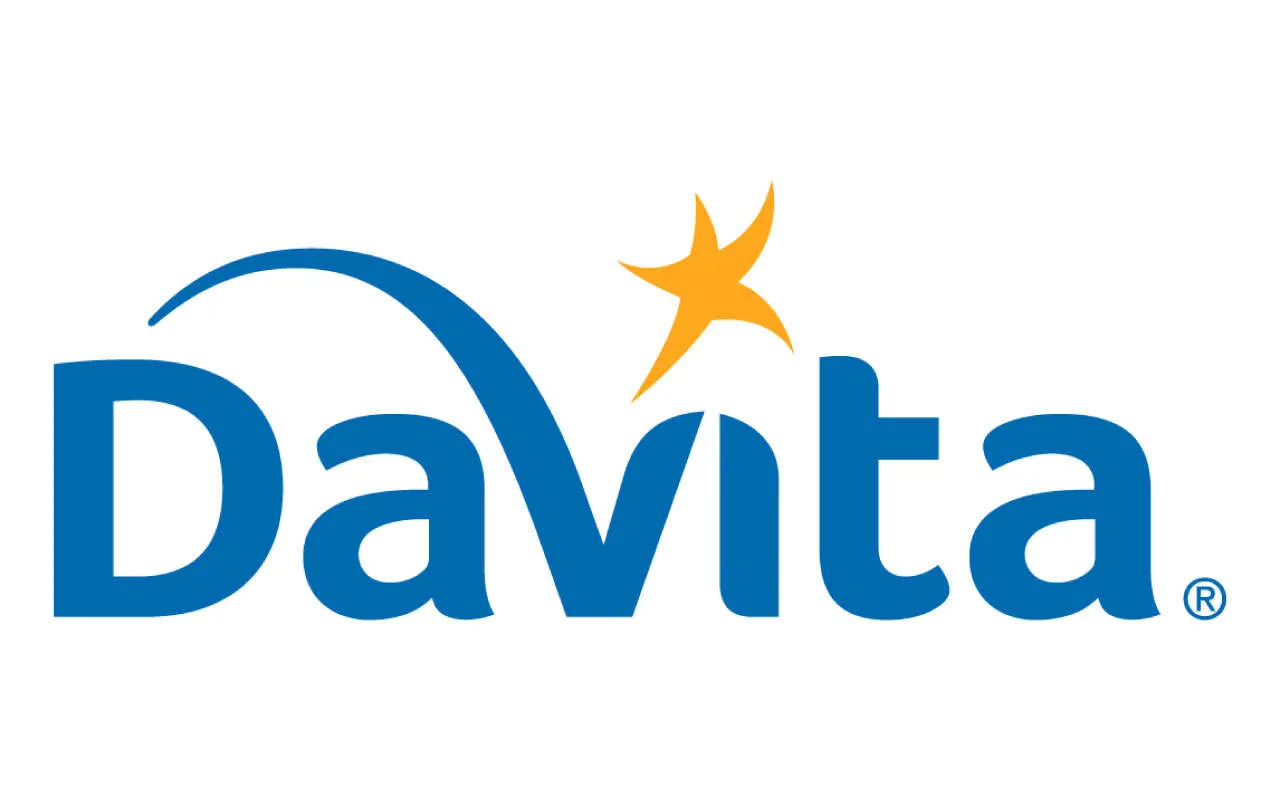 blue text reading DaVita with a yellow star dotting the i