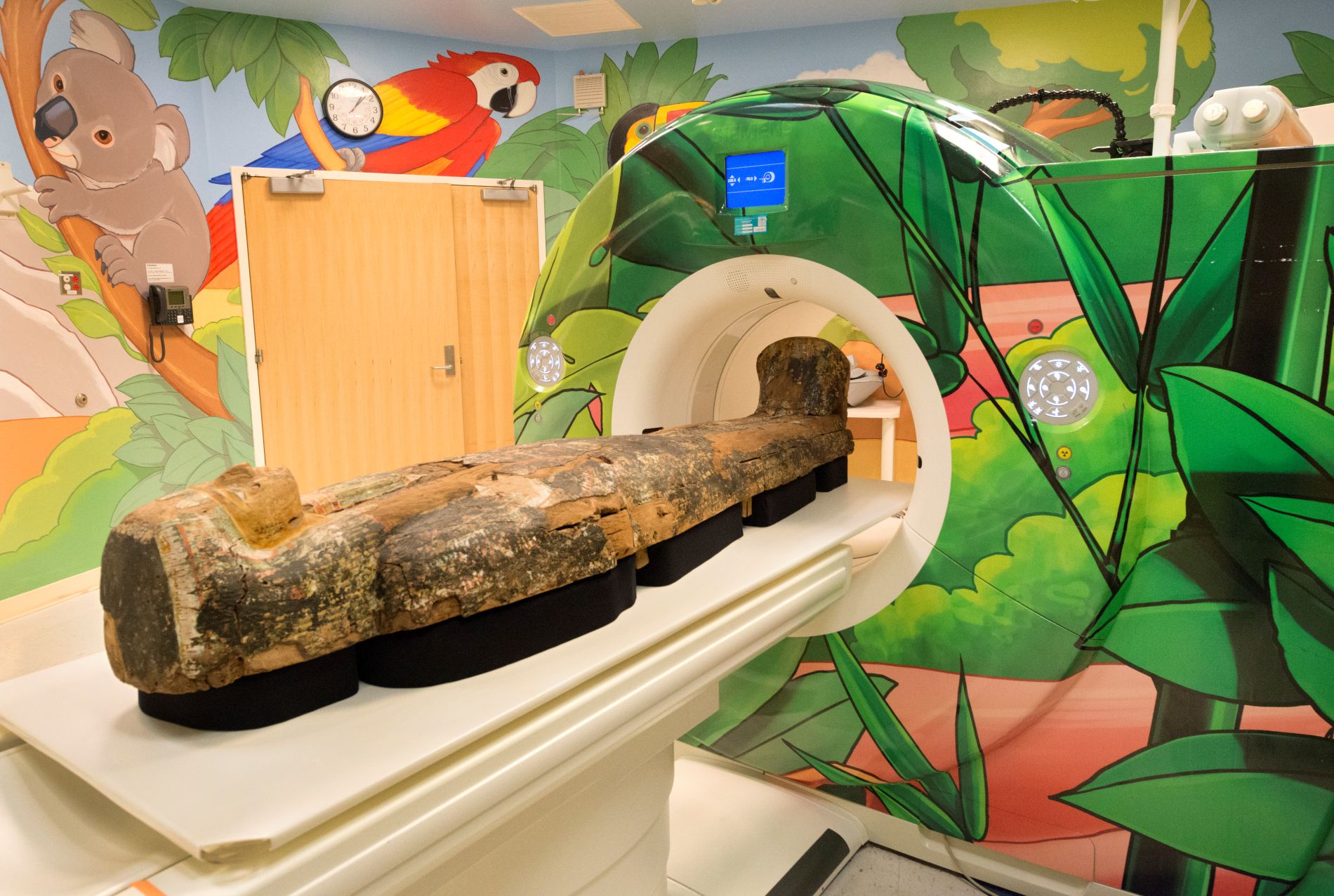 CAT scanning of Denver Museum of Nature & Science mummies at Children's Hospital Colorado in Aurora, Colo. (Photo/ Rick Wicker)